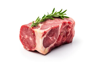 Lamb Leg Raw On White Background. Generative AI