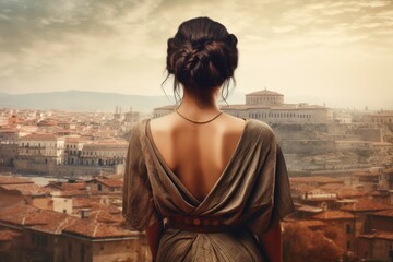 Woman ancient greek city. Generate Ai