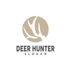 Fototapeta premium Deer Logo, Deer Hunter Vector, Forest Animal Design, Deer Antlers Retro Vintage Symbol Design Icon