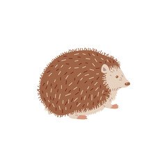 Funny prickly hedgehog for kids clothing design and print flat vector isolated.