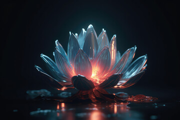 lotus flower on dark background, generative AI	

