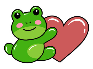 Frog Cartoon Cute for Valentines Day