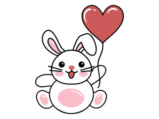 Bunny Cartoon Cute for Valentines Day
