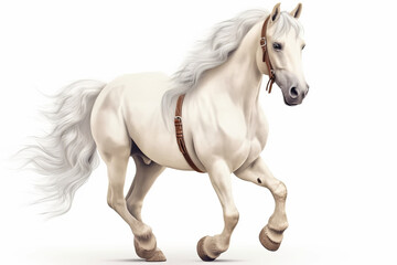Obraz na płótnie Canvas Full White Horse Jumping On Transparent Background, Generative Ai