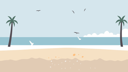 Fototapeta na wymiar beach retro art banner - minimalistic flat vector art