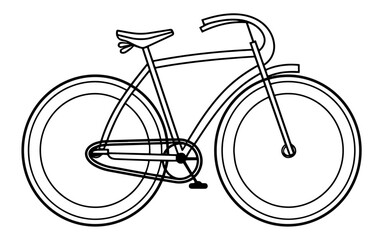 bicycle isolated on white background, line art of bicycle illustration, single line art of bicycle illustration