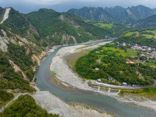 Aerial view of Hualien taroko valley in Taiwan