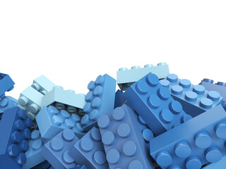toy plastic bricks background in blue