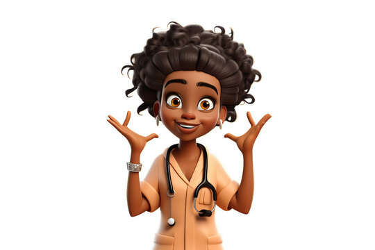 Expressive cartoon medical worker, generative ai