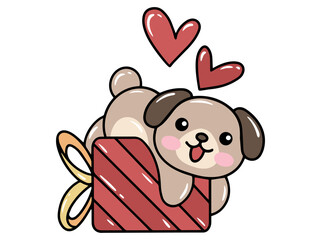 Dog Cartoon Cute for Valentines Day

