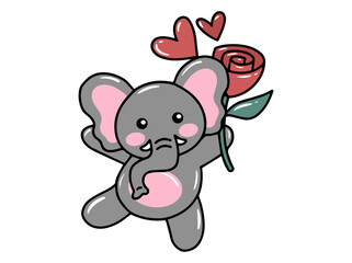Elephant Cartoon Cute for Valentines Day
