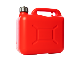 Red plastic petrol can isolated with transparent background