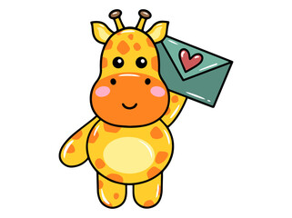 Giraffe Cartoon Cute for Valentines Day
