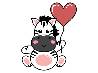 Zebra Cartoon Cute for Valentines Day
