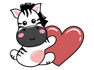 Zebra Cartoon Cute for Valentines Day
