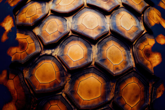 Turtle Shell Texture Background, Brontosaurus Dinosaur Skin, Generative AI Illustration