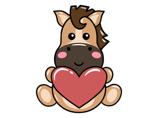 Cute cartoon Horse drawing illustration
