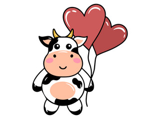 Cute cartoon Cow drawing illustration