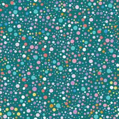 Fototapeta na wymiar Color pattern with small polka dots on turquoise background. 
