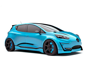blue sports car on a transparent background (PNG). Generative AI