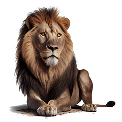 portrait of lion on a transparent background (PNG). Generative AI