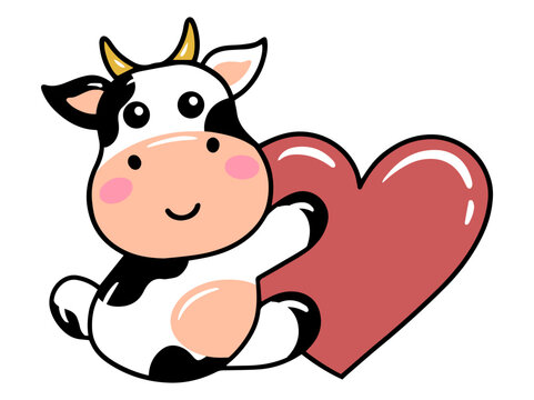 Cute cartoon Cow drawing illustration