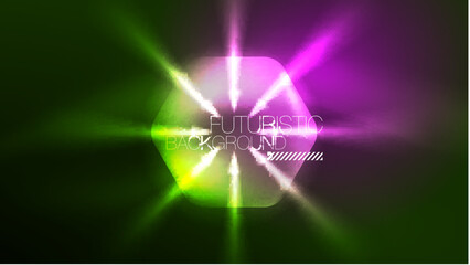 Technology Digital Neon Abstract Background, Abstract Hexagons, Digital Cyberspace, Modern Hi-tech, Science, Futuristic Techno Design Template