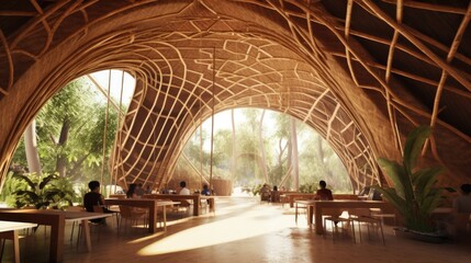 Stylish Restaurant. Modern Interior Design Background. Generative AI.