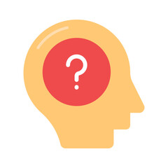 Question mark with human mind denoting concept vector of customer doubt