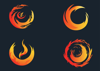 set of fire flames logo