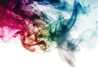 Colorful smoke isolated on white background Abstract background for art design Created with Generative AI technology