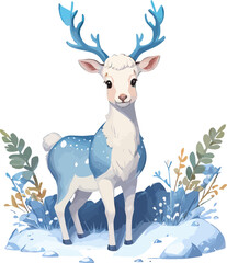 vector illustration of a cartoon deer. Hand-drawn isolated animal drawing on white background