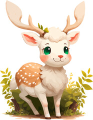vector illustration of a cartoon deer. Hand-drawn isolated animal drawing on white background