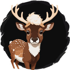 vector illustration of a cartoon deer. Hand-drawn isolated animal drawing on white background