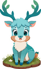vector illustration of a cartoon deer. Hand-drawn isolated animal drawing on white background