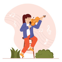 Woman Playing Violin Illustration