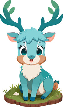 vector illustration of a cartoon deer. Hand-drawn isolated animal drawing on white background