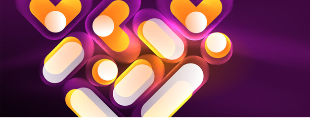 Neon circle abstract background. Template for wallpaper, banner, presentation, background