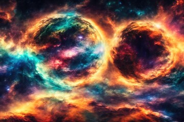 Fototapeta na wymiar Nebular Dreams: Ethereal Artistic Portrayals of Unexplored Celestial Worlds - Generative AI 6