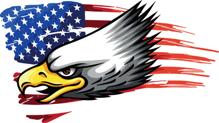 vector illustration of eagle head with american flag
