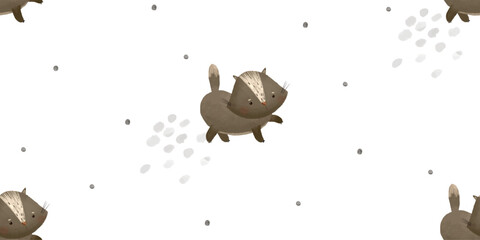 cute childish seamless pattern with brown cats, endless ornament, baby design and print