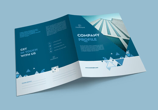 Presentation Folder Layout with Blue Accents