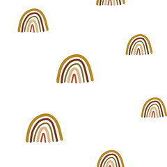 Boho pattern with rainbows on a white background