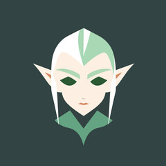 elven mage fantasy avatar minimalistic flat vector art symbol / logo, calm pastel colours
