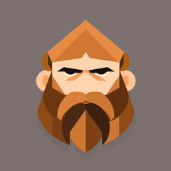 dwarven warrior fantasy avatar minimalistic flat vector art symbol / logo, calm pastel colours

