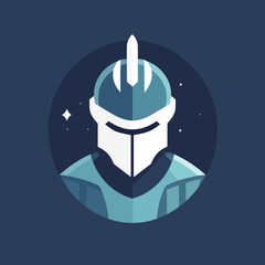 Obraz premium knight paladin fantasy avatar minimalistic flat vector art symbol / logo, calm pastel colours