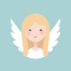 Angel fantasy avatar minimalistic flat vector art symbol / logo, calm pastel colours
