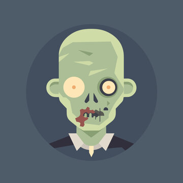 zombie fantasy avatar minimalistic flat vector art symbol / logo, calm pastel colours