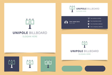 Fototapeta premium Unipole billboard logo design with editable slogan. Branding book and business card template.