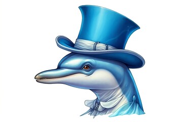 Top Hat Wearing Dolphin The Animated Character. AI
